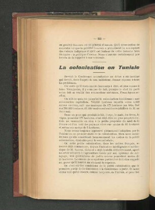 La colonisation en Tunisie.