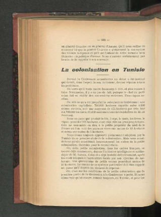 La colonisation en Tunisie.