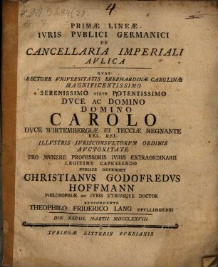 Primae lineae iuris publici Germanici de cancellaria imperiali aulica