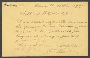 Brief an B. Schott's Söhne : 13.11.1907
