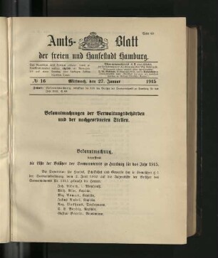 No. 16, 27. Januar 1915