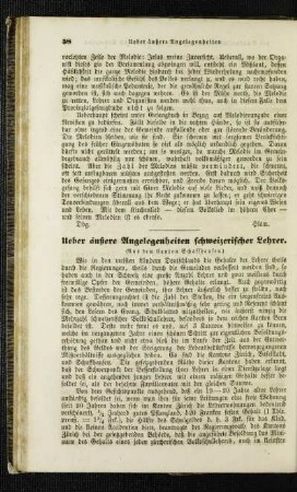 Ueber äußere Angelegenheiten schweizerischer Lehrer : (aus dem Canton Schaffhausen)