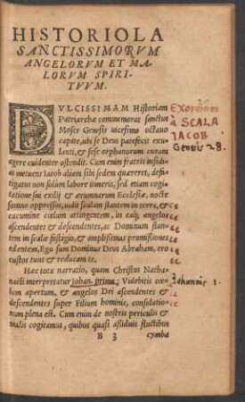 Historiola Sanctissimorum Angelorum Et Malorum Spirituum.