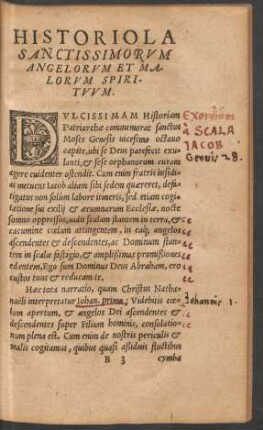 Historiola Sanctissimorum Angelorum Et Malorum Spirituum.