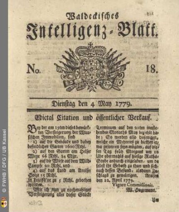 No. 18, Dienstag den 4 May 1779