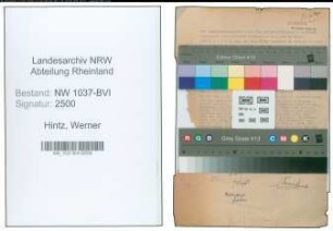 Entnazifizierung Werner Hintz , geb. 24.08.1908 ()