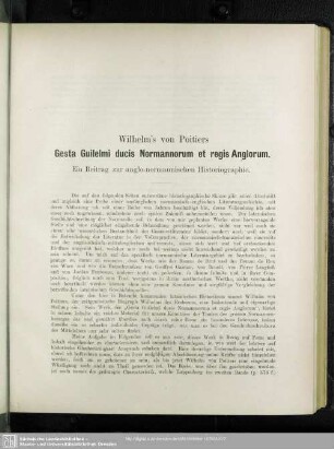 Wilhelm's von Poitiers "Gesta Guilelmi ducis Normannorum et regis Anglorum"
