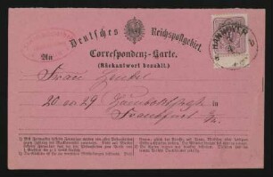 Postkarte an Heinrich Henkel : 04.12.1873