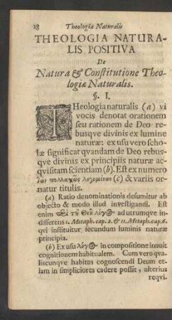 Theologia Naturalis positiva De Natura & Constitutione Theologiae Naturalis