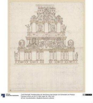 Festdekoration für den Einzug der Königin von Schweden am Palazzo Farnese in Rom am 26.12.1655