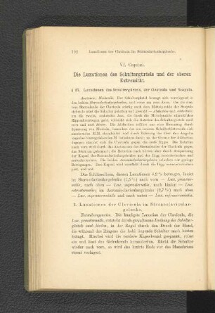 VI. Capitel. Die Luxationen des Schultergürtels und der oberen Extremität.