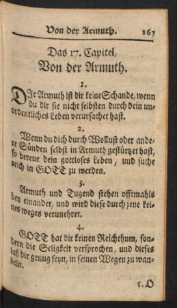 Das 17. Capitel, Von der Armuth