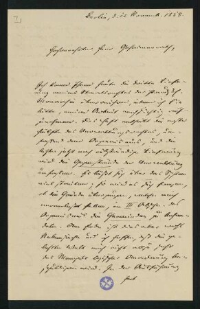 Brief vom 12. November 1858