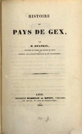 Histoire du pays de Gex