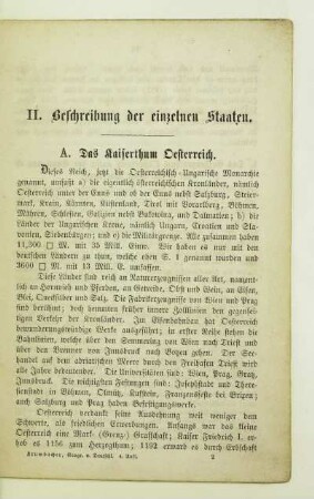II. Beschreibung der einzelnen Staaten