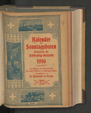 1916: Kalender des Sonntagsboten : Volksbuch für Schleswig-Holstein auf d. Jahr ..