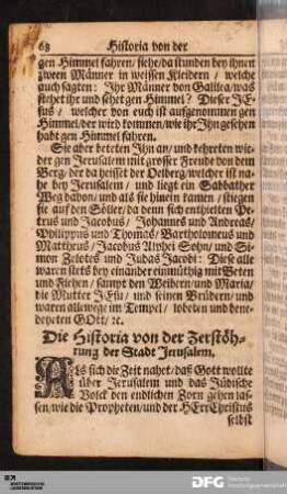 Historia von der Zerstöhrung der Stadt Jerusalem.