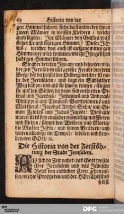 Historia von der Zerstöhrung der Stadt Jerusalem.