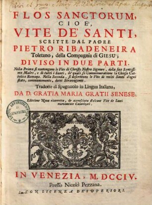 Flos sanctorum, cioè vite de' santi ...