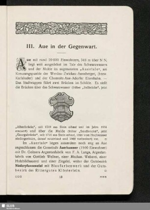 III. Aue in der Gegenwart