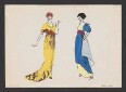 Modezeichnung: Frauen in historischer Kleidung der 1910er Jahre