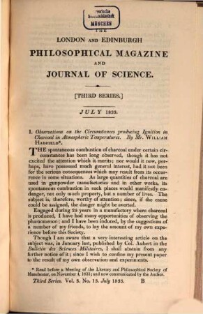 The London and Edinburgh philosophical magazine and journal of science. 3, 3. 1833