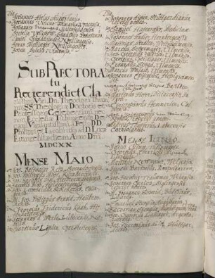 Sommerhalbjahr 1620. Rektorat Theodor Thumm