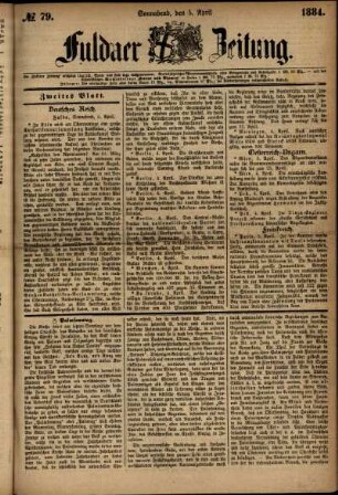 Ausgabe vom Samstag, den 05. April 1884.