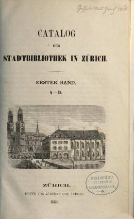 Catalog der Stadtbibliothek in Zürich, 1. A - D