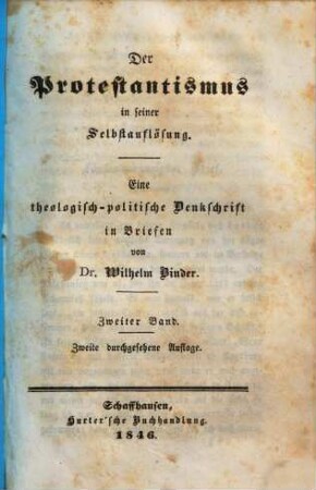 Der Protestantismus in seiner Selbstauflösung : eine theologisch-politische Denkschrift in Briefen, 2