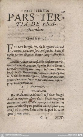 Pars Tertia de Fractionibus.