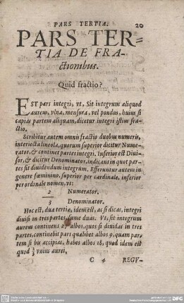 Pars Tertia de Fractionibus.