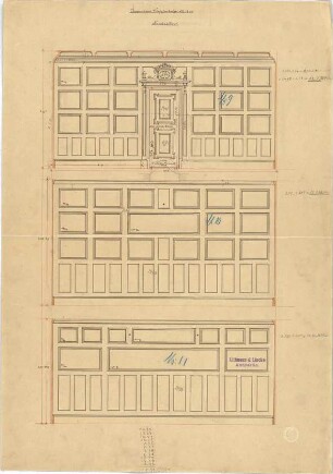 Littmann, Max; Archiv Littmann, Mappe 6, Interieurs - Treppenhaus Nordseite, Königinstr. 13 (Schnitte)