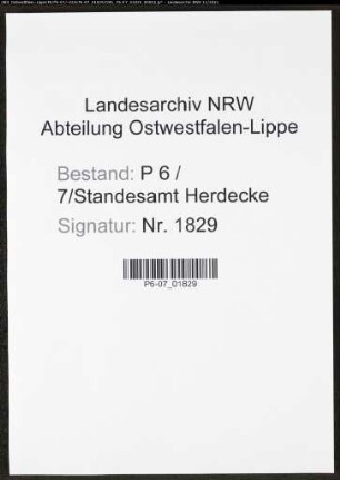 Heiratsregister Standesamt Herdecke