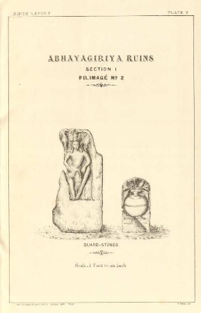 Plate V. Abhayagiriya ruins. Section I. Pilimagé No. 2. Guard-stones.