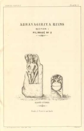 Plate V. Abhayagiriya ruins. Section I. Pilimagé No. 2. Guard-stones.