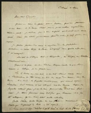 52 Briefe, Originale bzw. Abschriften: Diplomatische Korrespondenz der Hauptakteure der Montenegropolitik der Jahre 1857-1861 - BSB Cod.gall. 987(1-5, Teil 2,11. The Henri Delarue - Hyacinthe Hecquard correspondence, 1857-1858 (33 original confidential letters), Nr. 11: March 12, [1858] - BSB Cod.gall. 987(2,11