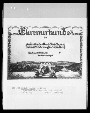 Ehrenkunde des Kreises Lauban im Riesengebirge (Entwurf?)