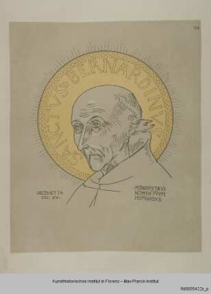 Kopf des Heiligen Bernhard von Siena (nach einem Tafelbild von Lorenzo di Pietro in der Pinacoteca in Siena)