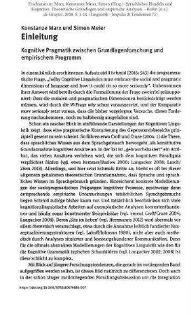 Einleitung. Kognitive Pragmatik zwischen Grundlagenforschung und empirischem Programm
