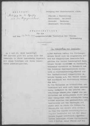 Fichtenberg mit Erlenhof: Pfarrbericht 1939