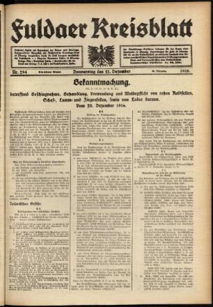 Zweite Ausgabe vom Donnerstag, den 21. Dezember 1916.