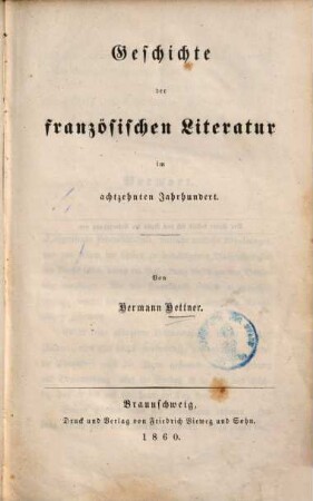 Geschichte der französischen Literatur im achtzehnten Jahrhundert