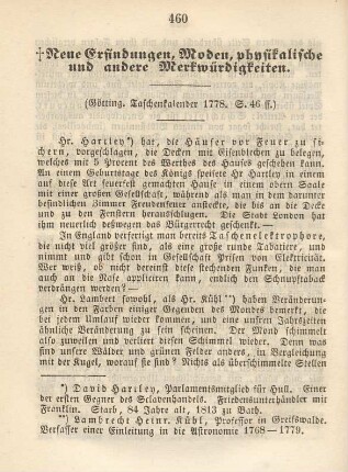 Neue Erfindungen, Moden, physikalische und andere Merkwürdigkeiten