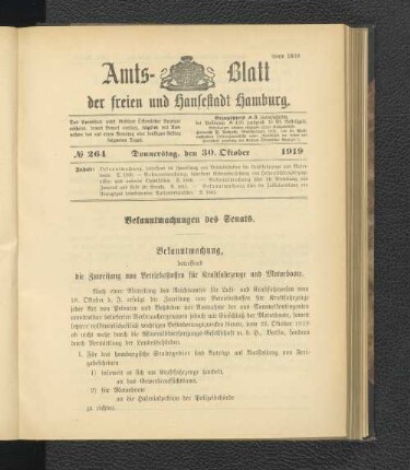 No.264, Donnerstag, den 30. Oktober 1919