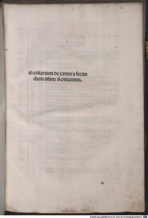 Breviarium Romanum : mit Privileg. [1-4]. [1], Kalendarium