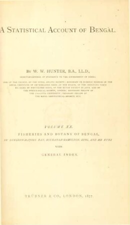 Vol. 20: Fisheries and botany of Bengal ; with general index