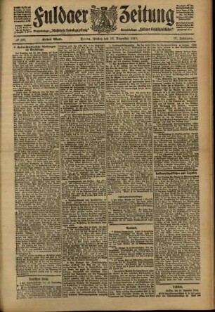 Erste Ausgabe vom Freitag, den 16. Dezember 1910.