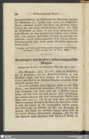 Stratingh's und Becker's elektro-magnetische Wagen