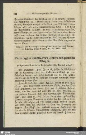 Stratingh's und Becker's elektro-magnetische Wagen